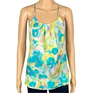 BANANA REPUBLIC 100% Silk, spaghetti strap tank top w/front pleats. Small. EUC